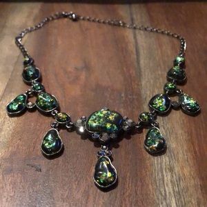 ✨Victorian Goth Smooth Black Fire Acrylic Crystal Statement Necklace